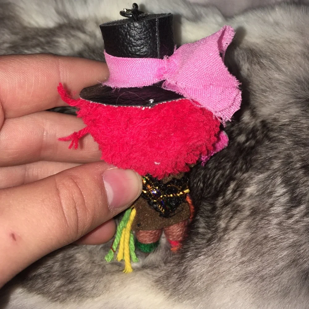 Hot Topic Pink and Red Mad Hatter Doll Keychain